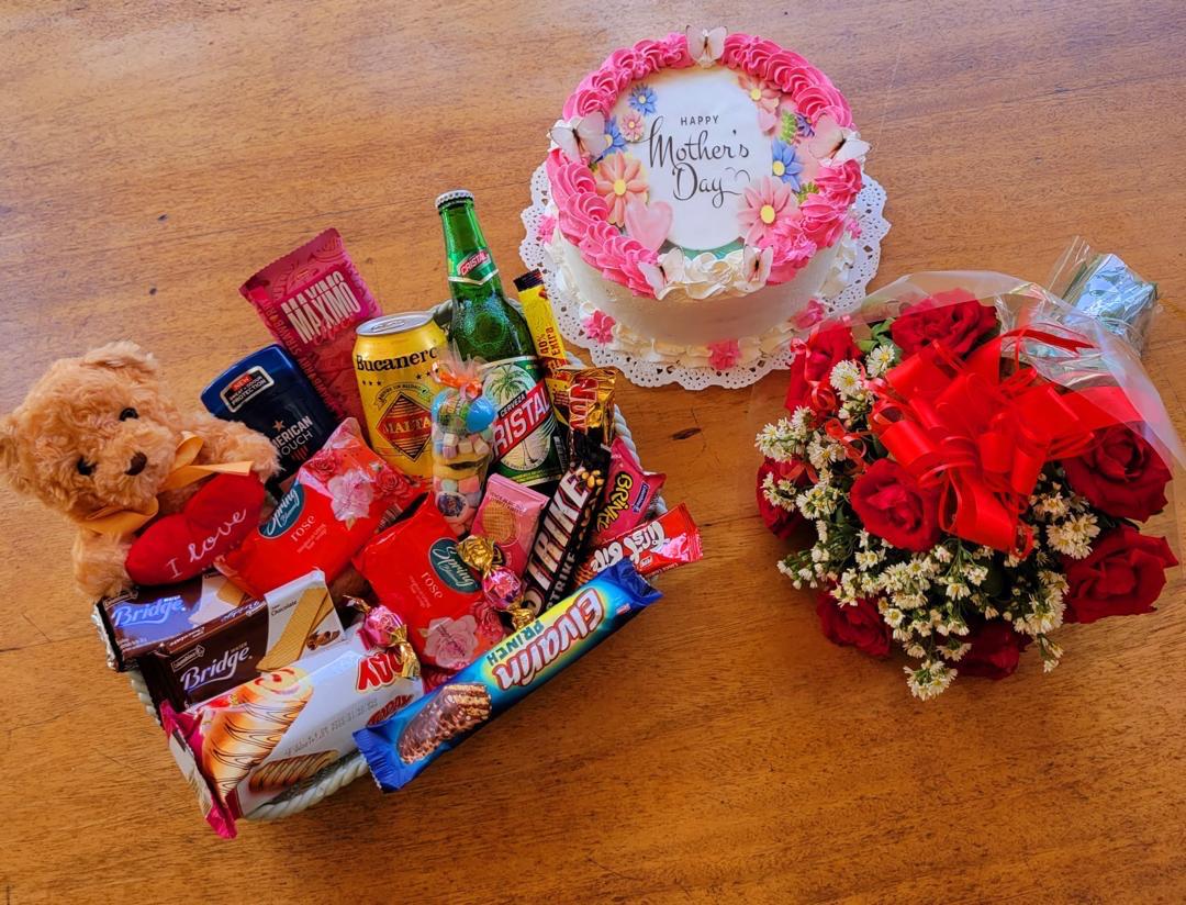 Cake día de las madres- Combo Confituras18 u - Ramo de Flores